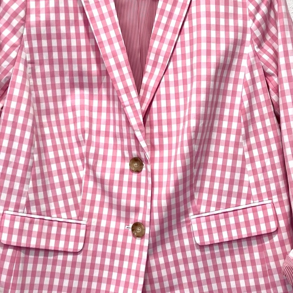 Talbots Pink Gingham Blazer Classic Notched Lapels 16WP NWOT - Picture 5 of 10